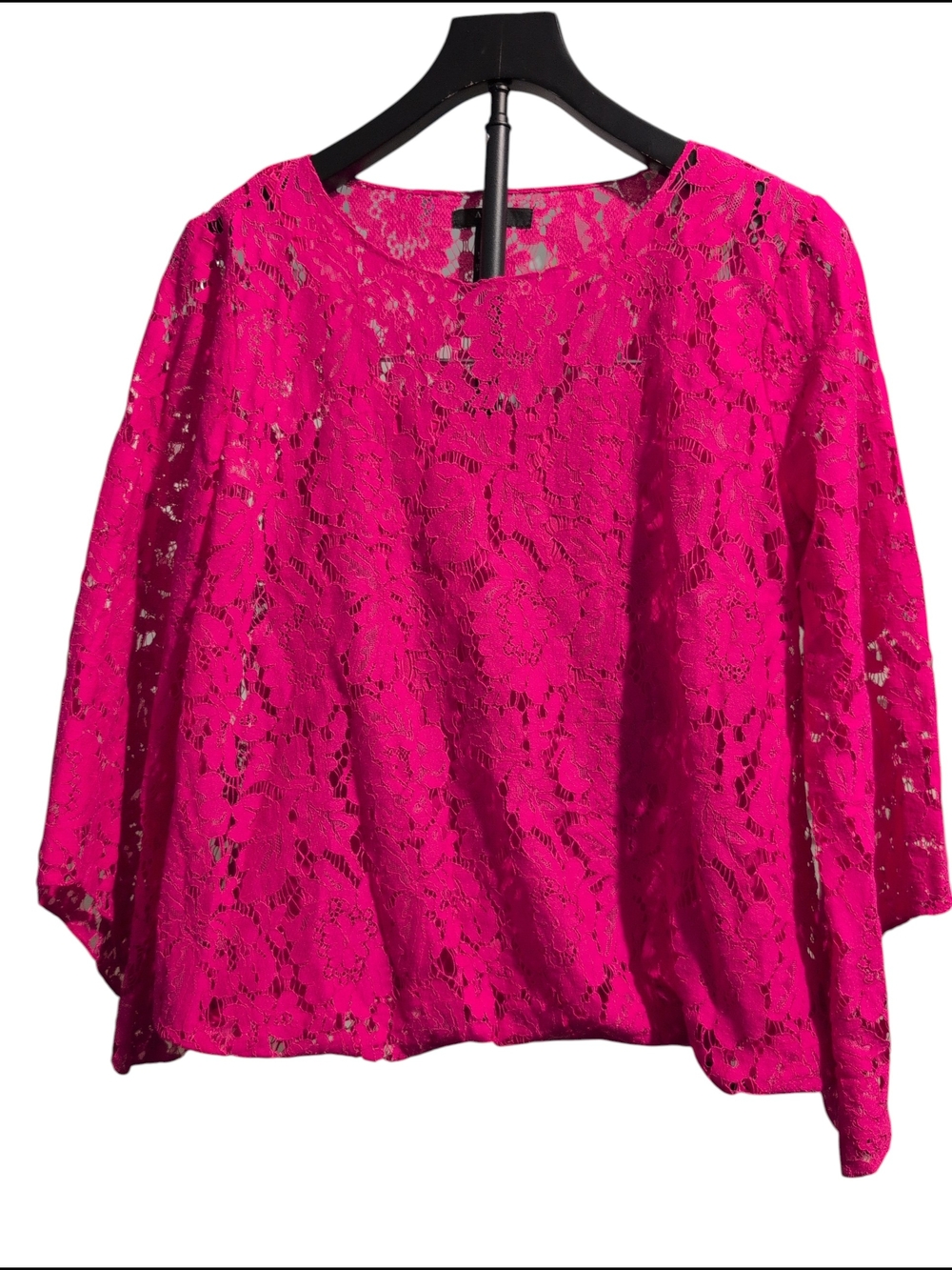 Alfani Petite Hot Pink Floral Lace Long Sleeve Top - Size P/L
